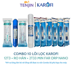 Combo 10 Lõi Lọc Nước Karofi Gồm 123 Livotec (Lõi 2 Nhỏ), Màng RO Hàn Membrane 100GPD, 2T33 Mineral Far Nano ORP