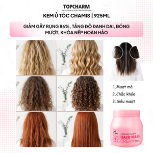 Kem ủ tóc Collagen bóng mượt CHAMIS 925ml Giúp Tóc Siêu Bóng Mượt Hương Hoa Sen Lưu Hương 24 Giờ