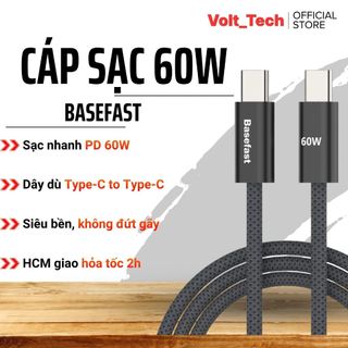 Cáp Sạc Nhanh Basefast 60W Tự Ngắt Thông Minh - Sạc Nhanh Chống Đứt Chống Chai Pin Cho Điện Thoại