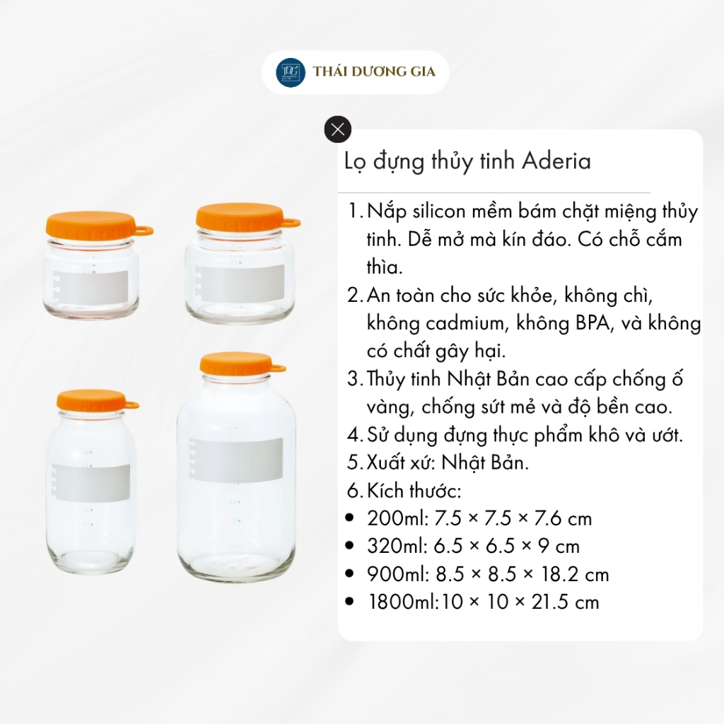 Lọũ thủy tinh eCap 200ml nắp silicon dễ mở cao cấp Nhật Bản Aderia 1652 | Thái Dương Gia