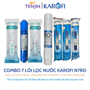 Combo 7 Lõi Lọc Karofi Livotec Sử Dụng 123 (Lõi 2 Nhỏ), Màng RO 100GPD Membrane Hàn, 3 Lõi Chức Năng T33 Mineral Nano