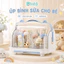 Khay, Giá úp bình sữa 9BABY có nắp đậy vệ sinh cho mẹ và bé màu xanh