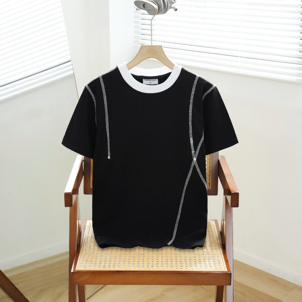 [NEW IN] Áo Thun Nam CHỈ NỔI Hàn Quốc vải Cotton, Thấm Hút Mồ Hôi, Co Dãn - SHINGHAI