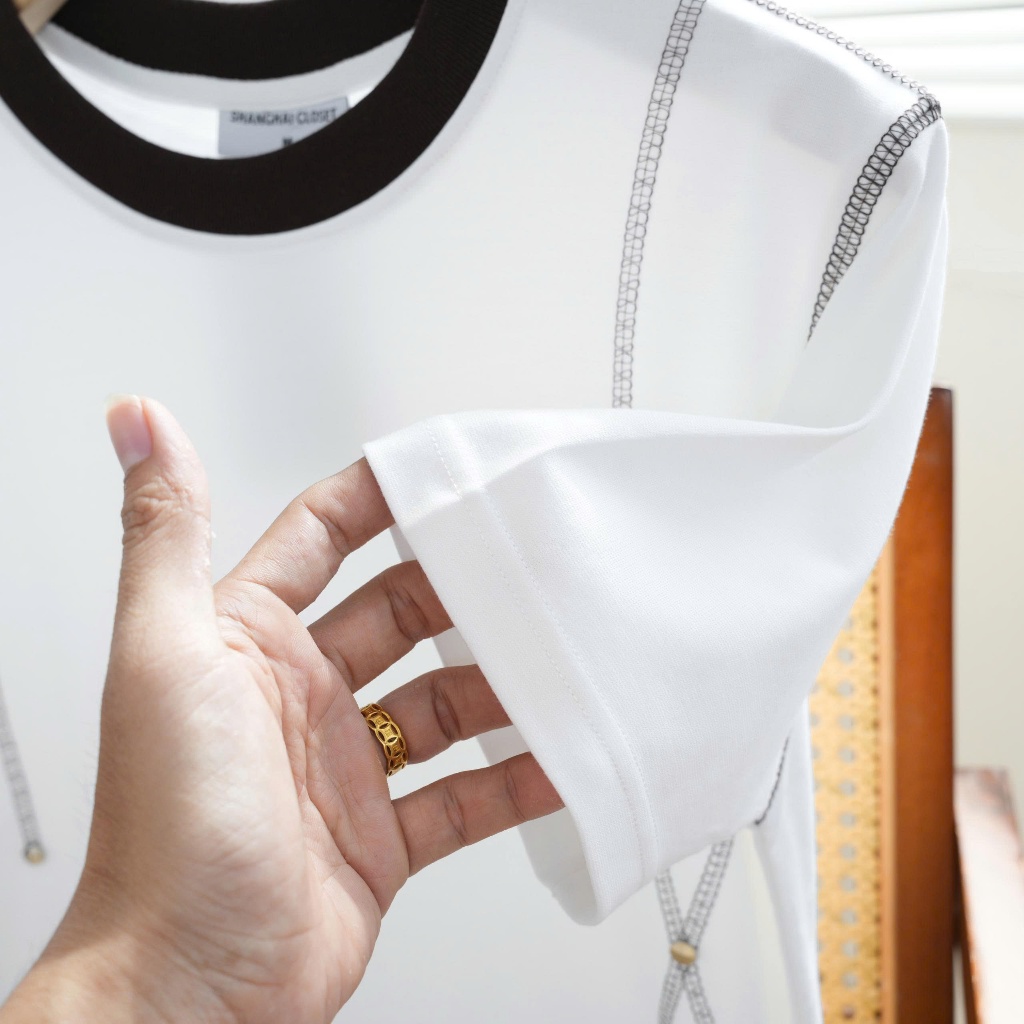 [NEW IN] Áo Thun Nam CHỈ NỔI Hàn Quốc vải Cotton, Thấm Hút Mồ Hôi, Co Dãn - SHINGHAI