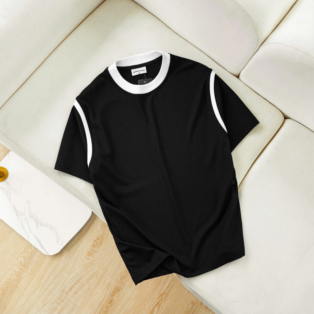 Áo thun Nam VIỀN VAI Cổ Tròn Menswear - Cotton 250MSG, Regular Fit, Mềm Mịn, Trẻ Trung - SHINGHAI
