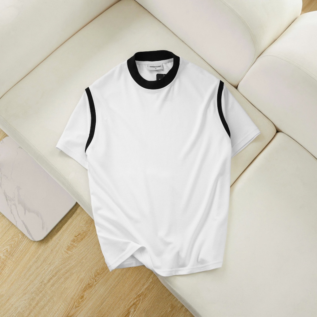 Áo thun Nam VIỀN VAI Cổ Tròn Menswear - Cotton 250MSG, Regular Fit, Mềm Mịn, Trẻ Trung - SHINGHAI