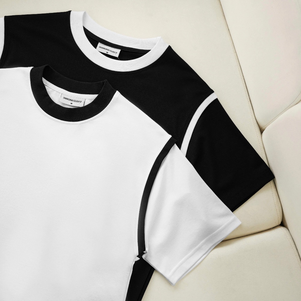 Áo thun Nam VIỀN VAI Cổ Tròn Menswear - Cotton 250MSG, Regular Fit, Mềm Mịn, Trẻ Trung - SHINGHAI