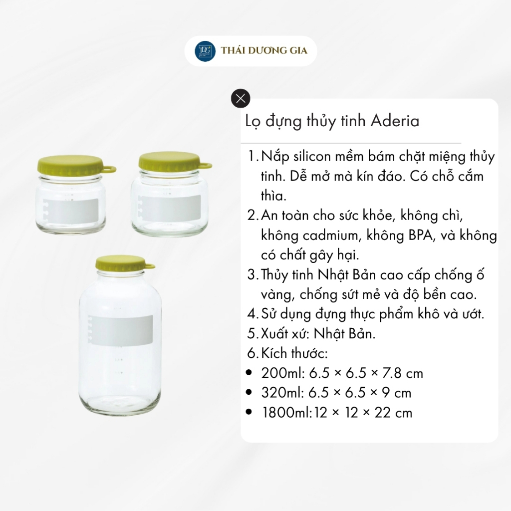 Lọ, hũ thủy tinh 320ml eCap nắp silicon dễ mở màu xanh rêu Nhật Bản Aderia -1658 | Thái Dương Gia