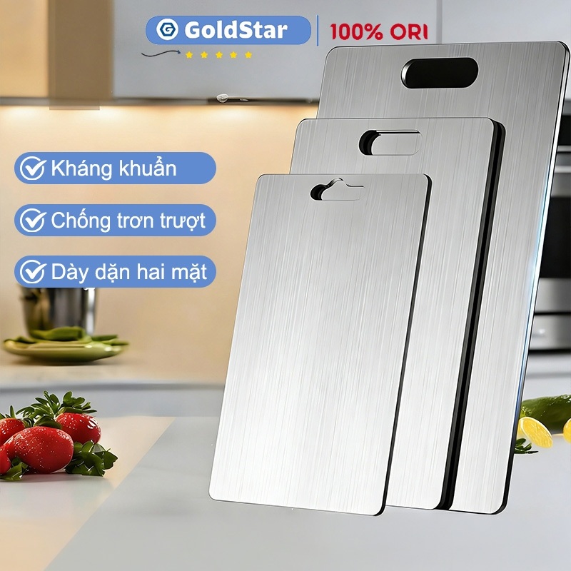 GOLDSTAR Thớt Inox 304 - Thớt Kháng Thép không gỉ cấp thực phẩm Cấp Chống Nẩm Mốc, Chống nấm mốc