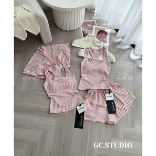 PHẠM THÙY SHOP: SET BỘ ÁO BA LỖ CÓ MÚT NGỰC MIX QUẦN SỌC