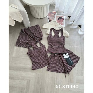 PHẠM THÙY SHOP: SET BỘ ÁO BA LỖ CÓ MÚT NGỰC MIX QUẦN SỌC