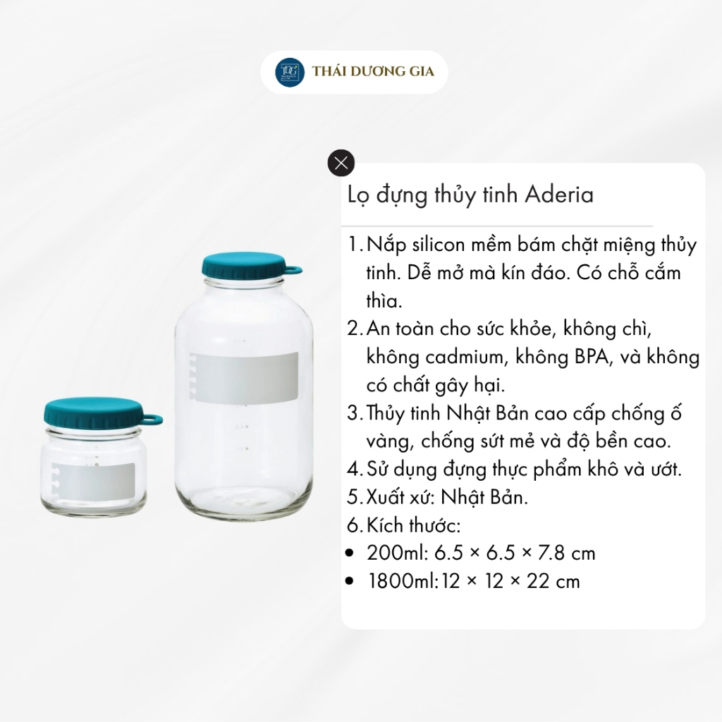 Lọ, hũ thủy tinh 1800ml eCap nắp silicon màu xanh Aderia -1675 | Thái Dương Gia