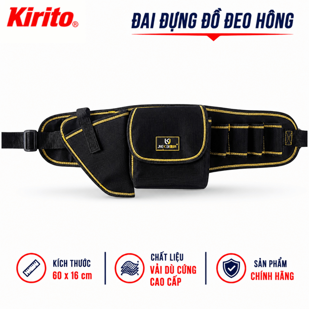 Túi đeo hông đựng đồ nghề điện, túi đựng máy khoan pin đa năng vải dù cao cấp - Đai dài có họng đựng khoan