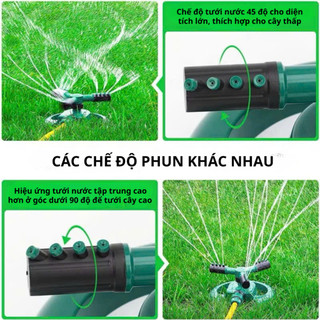 Vòi Phun Nước Tưới Cây 3 Cánh - Xoay 360 Độ, Điều Chỉnh Bán Kính, Sân Vườn