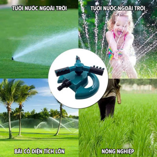 Vòi Phun Nước Tưới Cây 3 Cánh - Xoay 360 Độ, Điều Chỉnh Bán Kính, Sân Vườn