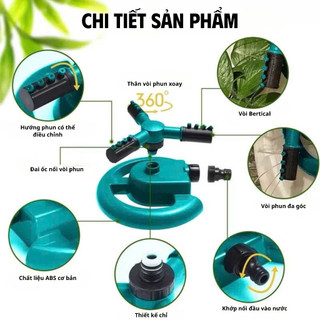 Vòi Phun Nước Tưới Cây 3 Cánh - Xoay 360 Độ, Điều Chỉnh Bán Kính, Sân Vườn