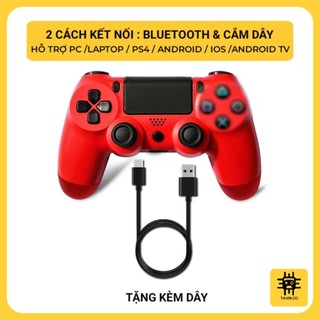[HỎA TỐC] Tay Cầm Chơi Game P4 Wireless Bluetooth Rung Mạnh, Pin Trâu, Chơi PS4/PC/LAPTOP/ANDROID/IOS/ANDROIDTV