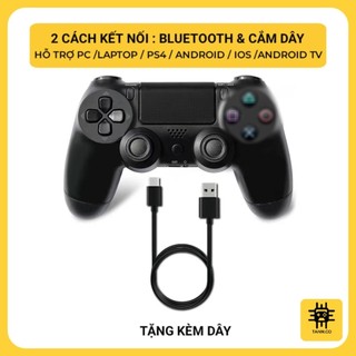 [HỎA TỐC] Tay Cầm Chơi Game P4 Wireless Bluetooth Rung Mạnh, Pin Trâu, Chơi PS4/PC/LAPTOP/ANDROID/IOS/ANDROIDTV