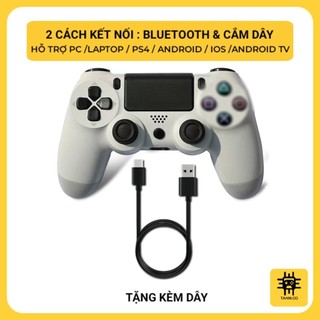 [HỎA TỐC] Tay Cầm Chơi Game P4 Wireless Bluetooth Rung Mạnh, Pin Trâu, Chơi PS4/PC/LAPTOP/ANDROID/IOS/ANDROIDTV