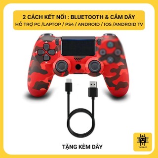 [HỎA TỐC] Tay Cầm Chơi Game P4 Wireless Bluetooth Rung Mạnh, Pin Trâu, Chơi PS4/PC/LAPTOP/ANDROID/IOS/ANDROIDTV