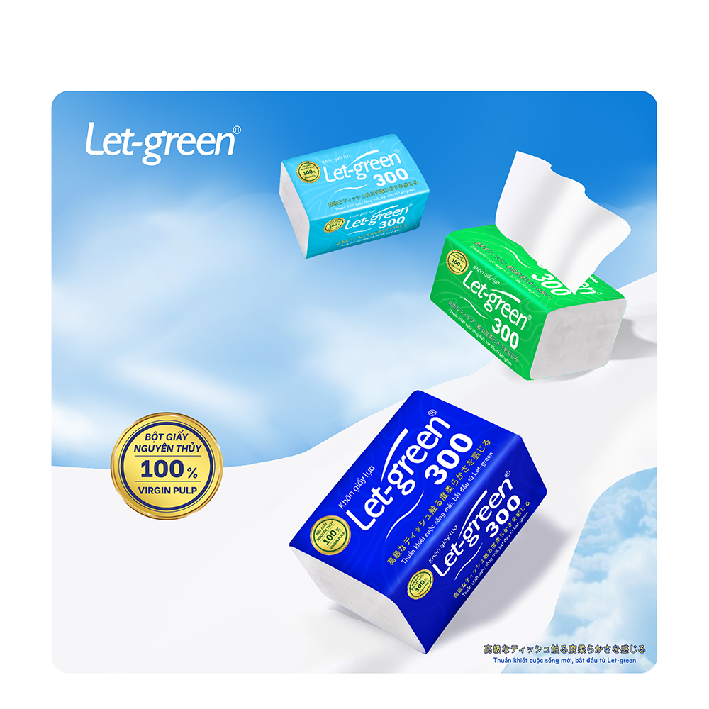 [Hàng Chính Hãng] Khăn Giấy Lụa LET-GREEN 300 Tờ 2 Lớp Rút Kéo - Bột Giấy Nguyên Thủy - Mềm Dai