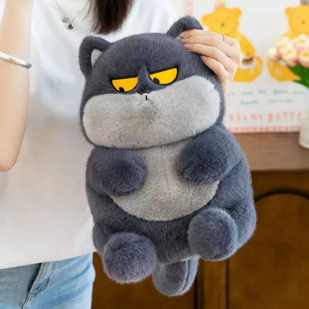 Gấu Bông Mèo Béo Ú Mắt Lườm Biểu Cảm Vô Tri Đáng Yêu, Thú Nhồi Bông Mèo Mập Tròn Mềm Mại Ôm Ngủ Cực Cưng