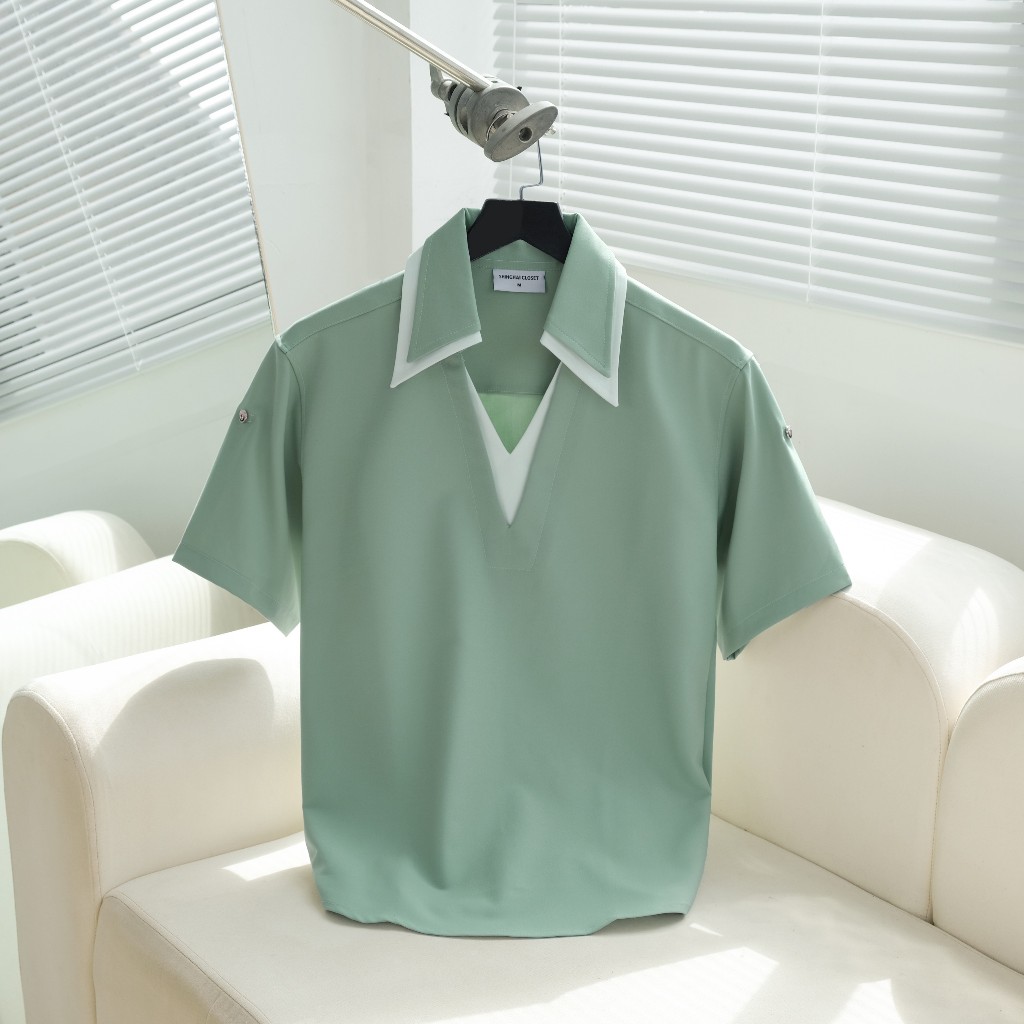[NEW IN] Áo Polo Nam cao cấp AIRING From Rộng Cotton Lạnh Line Cổ chữ V, Thoáng Mát - SHINGHAI
