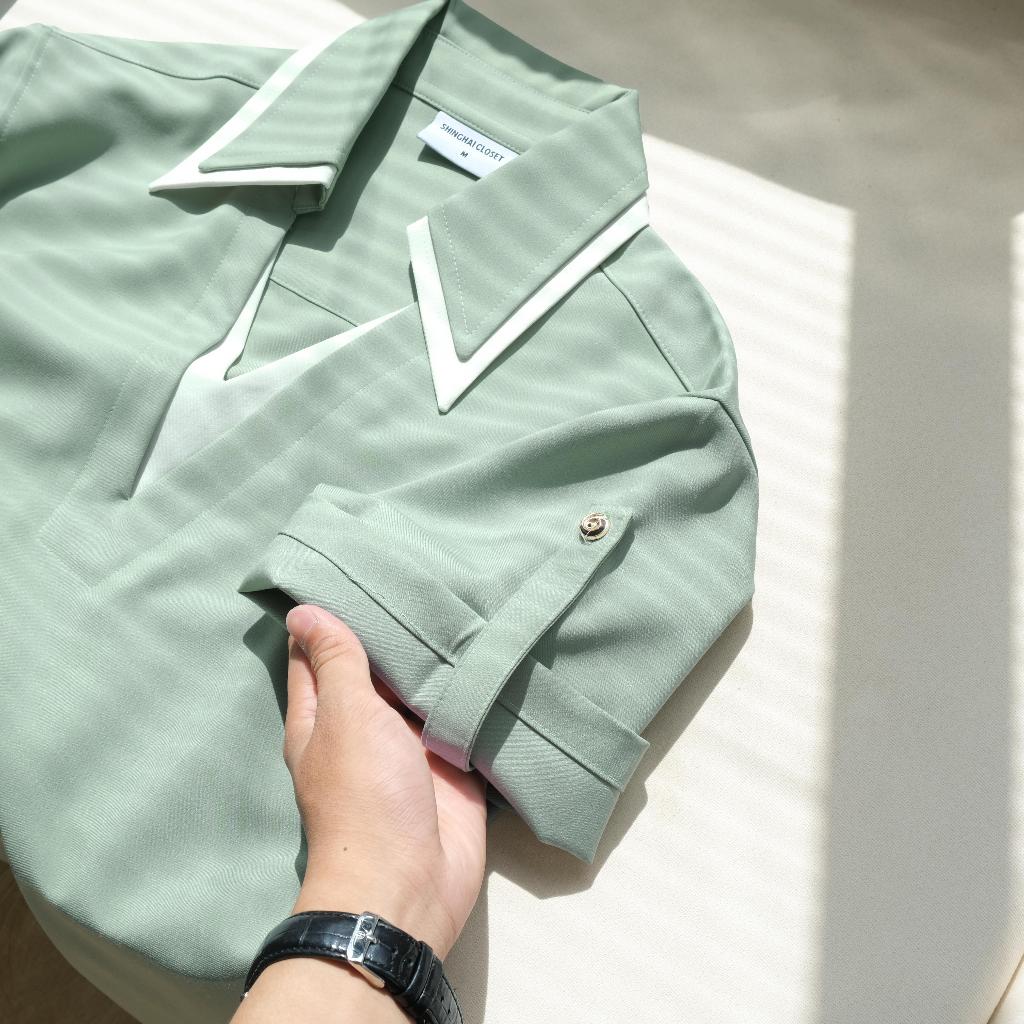 [NEW IN] Áo Polo Nam cao cấp AIRING From Rộng Cotton Lạnh Line Cổ chữ V, Thoáng Mát - SHINGHAI