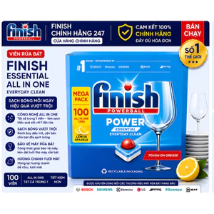 Viên Rửa Chén Bát Finish Essential Hương Chanh 100 Viên dùng cho máy rửa bát Làm Sạch 3 in 1