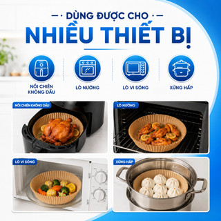 Combo 200 giấy lót nồi chiên không dầu 16x16cm, giấy nến chống dính, giấy nướng bánh