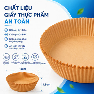 Combo 200 giấy lót nồi chiên không dầu 16x16cm, giấy nến chống dính, giấy nướng bánh