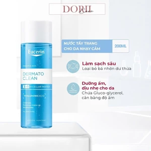 Nước tẩy trang dịu nhẹ cho da nhạy cảm Eucerin Dermato Clean Micellar Cleansing 3in1 200ml