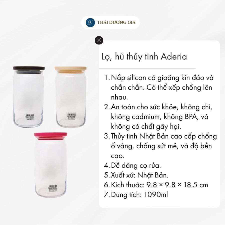 Lọ, hũ thủy tinh nắp silicon Nhật Bản Aderia - M6248