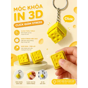 Móc Khóa Click Giảm Stress In 3D Hình Phô Mai - Đồ Chơi Fidget Mini Cầm Tay, Giảm Căng Thẳng, Quà Tặng Dễ Thương