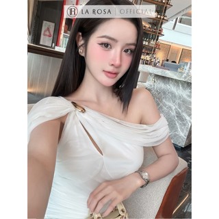 Váy Dự Tiệc Sang Chảnh La Rosa Chất Tơ Mềm Dáng Dài Trễ Vai Đính Tag Xinh T554