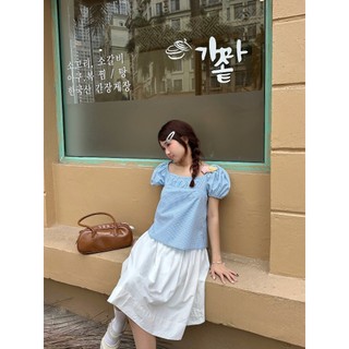 Áo OLV kiểu nữ Checked Square Neck Puff Top nhiều màu phù hợp đi chơi