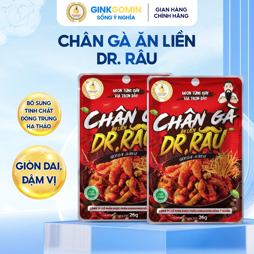 Chân Gà Ăn Liền DR.RÂU Kết Hợp Đông Trùng Hạ Thảo Dai Giòn Cay Thơm Ăn Vặt Đóng Gói Sẵn G85 G86