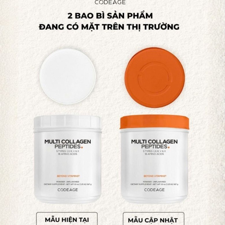 Bột collagen thủy phân trẻ hóa toàn diện Codeage Multi Collagen Peptides 567g