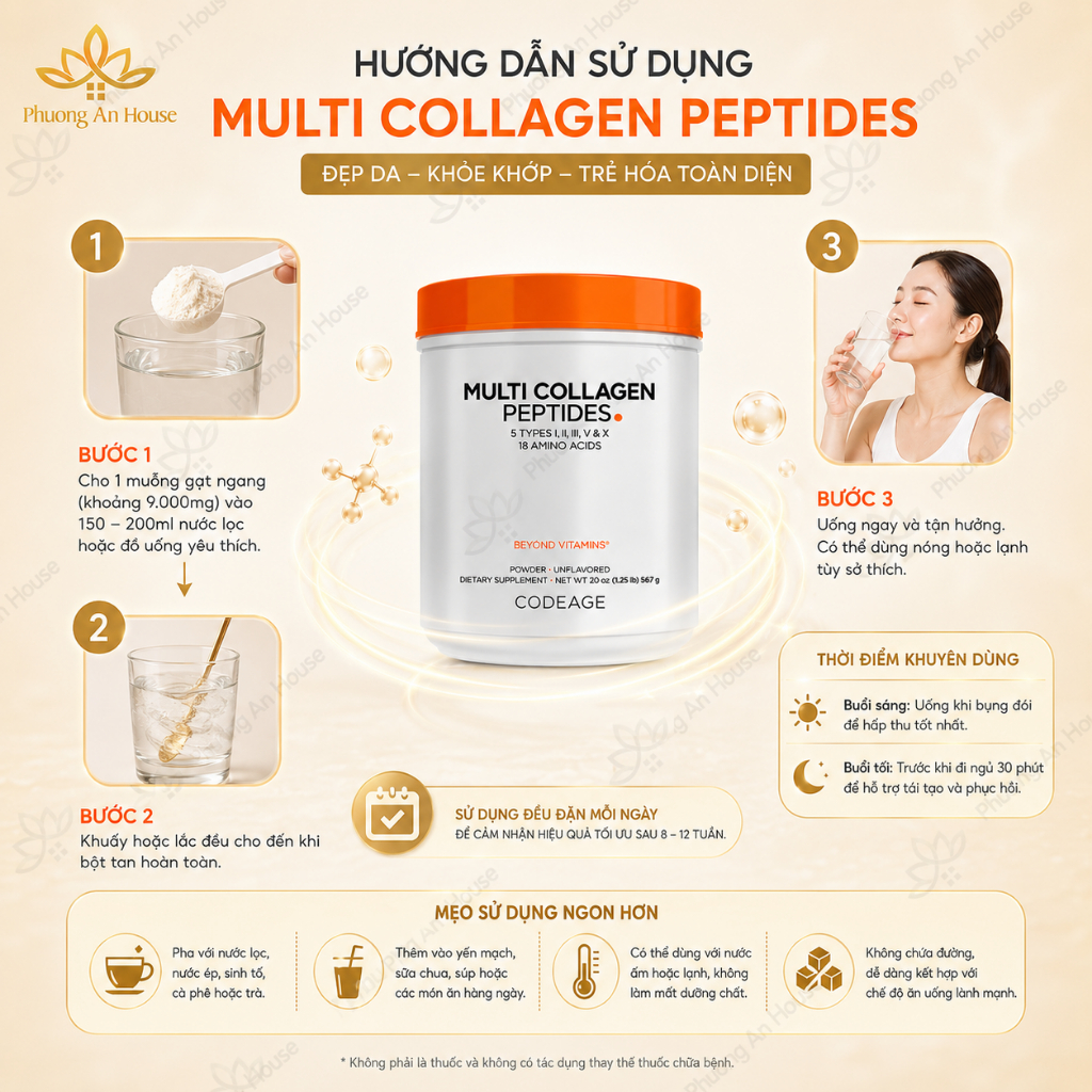 Bột collagen thủy phân trẻ hóa toàn diện Codeage Multi Collagen Peptides 567g