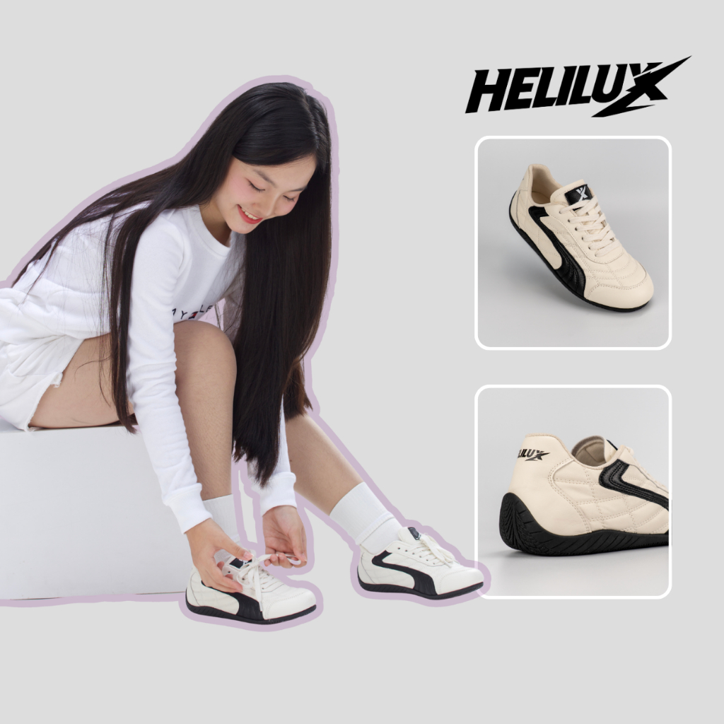 Giày Sneaker Unisex Helilux A1 Da PU, Đế Bằng Bền Bỉ, Phong Cách Thanh Lịch