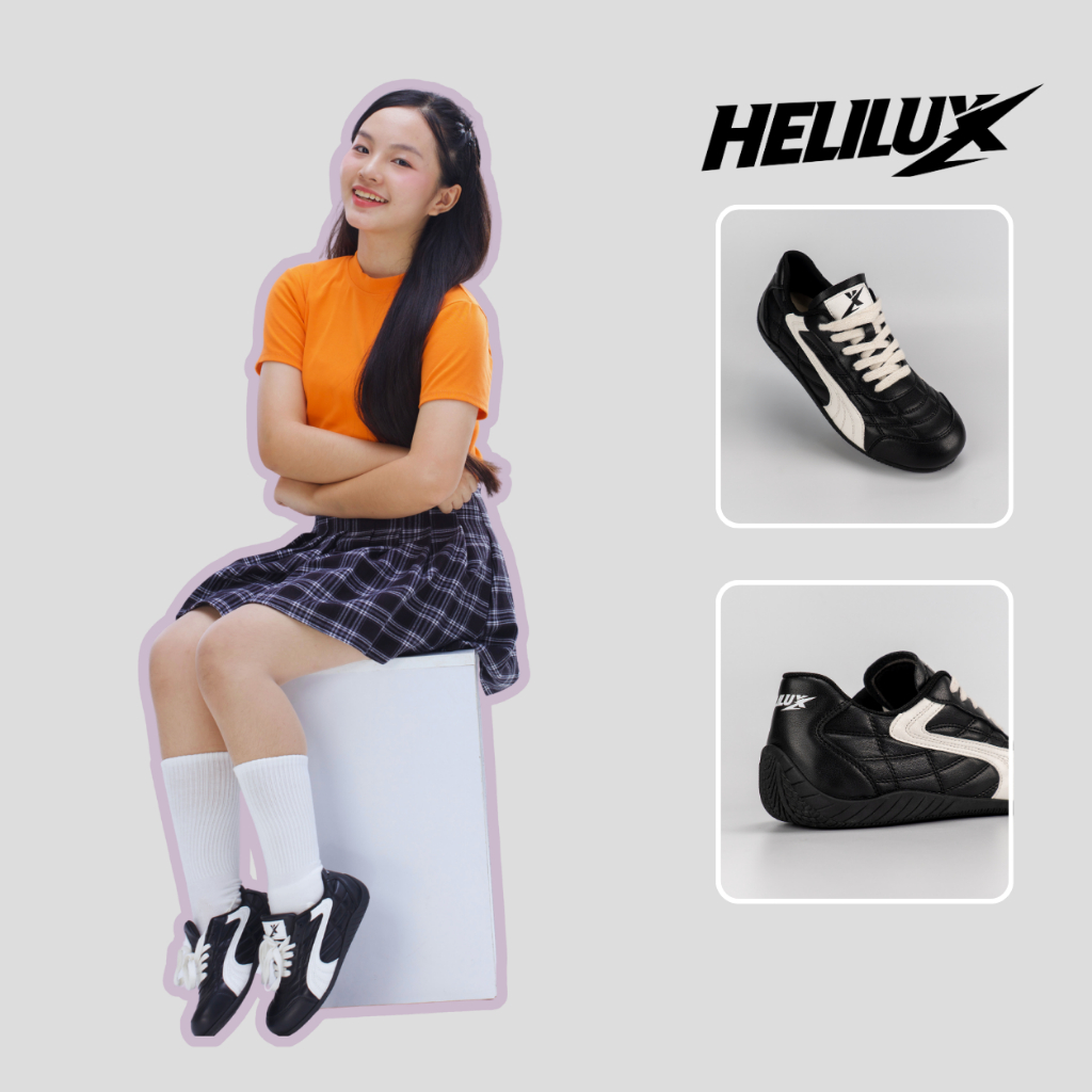 Giày Sneaker Unisex Helilux A1 Da PU, Đế Bằng Bền Bỉ, Phong Cách Thanh Lịch