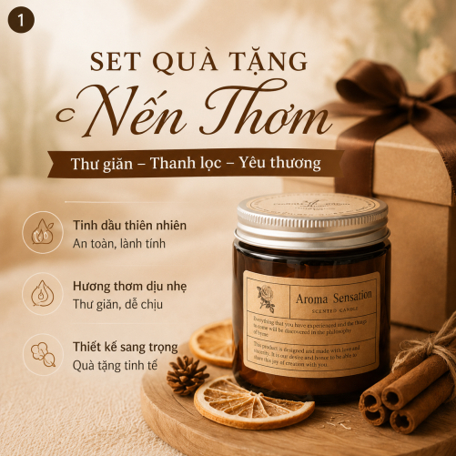 [SET NẾN THƠM - TẶNG KÈM TÚI VÀ THIỆP]  - Nến thơm lưu hương dịu nhẹ  - Quà tặng cho người thân.