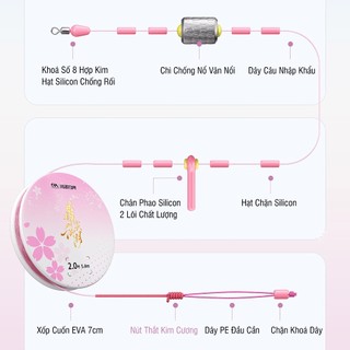 Trục Câu Đài Định Kiếm Hồng TH2 Dây Trục Câu Cá Chống Nổ Cao Cấp Gia Cố Dù PE Tăng 20% Lực Kéo