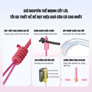 Trục Câu Đài Định Kiếm Hồng TH2 Dây Trục Câu Cá Chống Nổ Cao Cấp Gia Cố Dù PE Tăng 20% Lực Kéo
