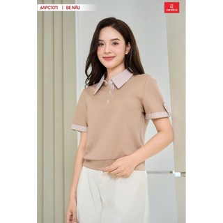 6APC10(Sẵn) Áo polo nữ CARDINA Chất thun Cotton phối kẻ Cao Cấp Áo Thun Cổ Bẻ Cộc Tay Mềm Mại Thoáng Mát