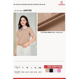 6APC10(Sẵn) Áo polo nữ CARDINA Chất thun Cotton phối kẻ Cao Cấp Áo Thun Cổ Bẻ Cộc Tay Mềm Mại Thoáng Mát