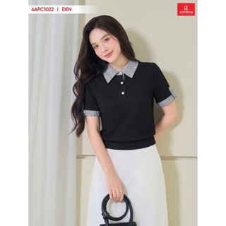6APC10(Sẵn) Áo polo nữ CARDINA Chất thun Cotton phối kẻ Cao Cấp Áo Thun Cổ Bẻ Cộc Tay Mềm Mại Thoáng Mát