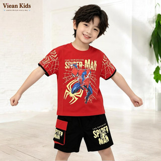 Bộ quần áo spider man bé trai từ 13 - 27Kg thun cotton cao cấp mịn mát - hãng YOKO