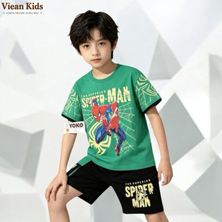 Bộ quần áo spider man bé trai từ 13 - 27Kg thun cotton cao cấp mịn mát - hãng YOKO