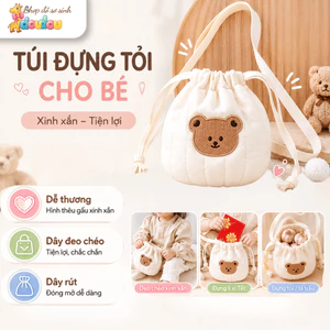 Túi Đựng Tỏi Cho Bé Thêu Hình Phong Cách Hàn Quốc Đeo Chéo Dây Rút Dễ Thương Cao Cấp DouDou A20